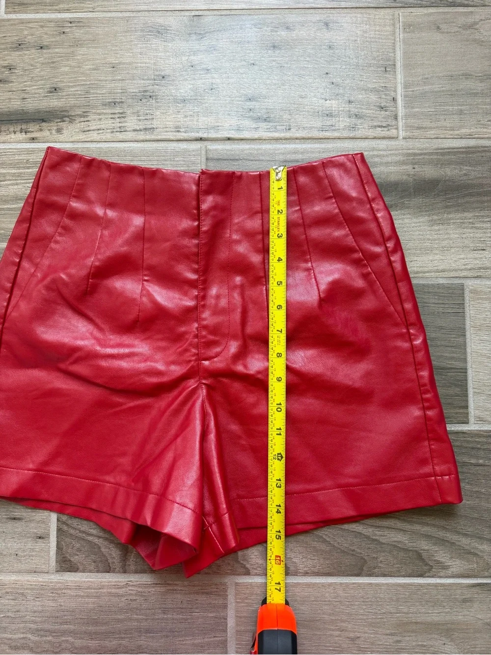Glam faux leather red high waisted shorts sz Small